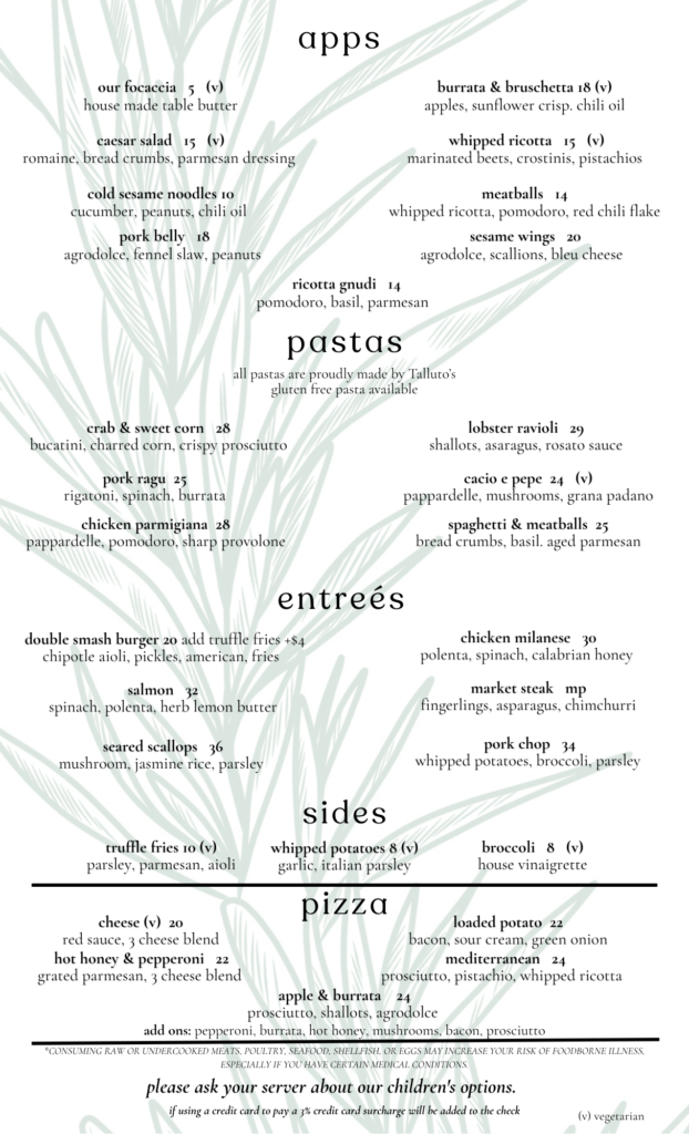 Rosemary Menu Dinner